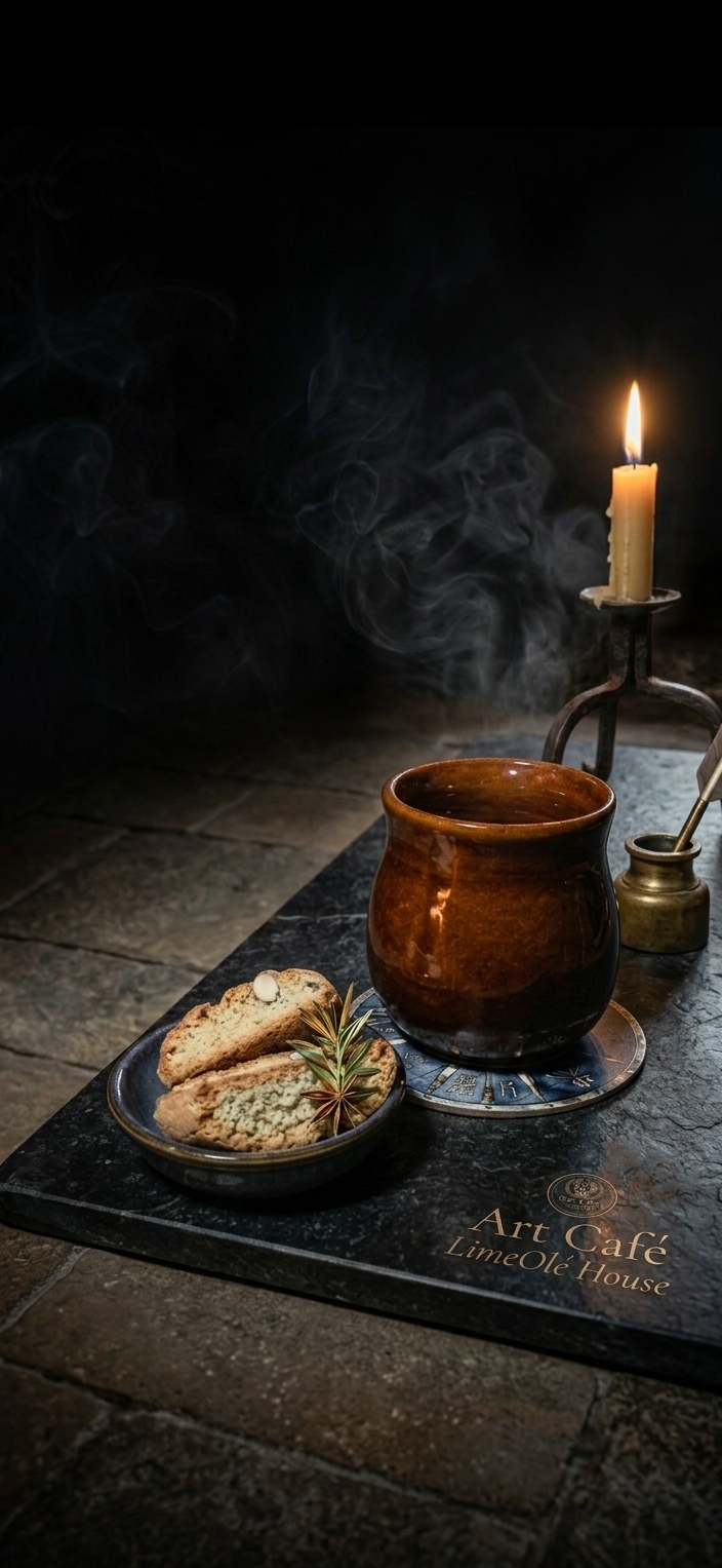 Ippocrasso a modo nostro — elisir di spezie servito fresco con cantucci all'Art Café LimeOlé House Verona