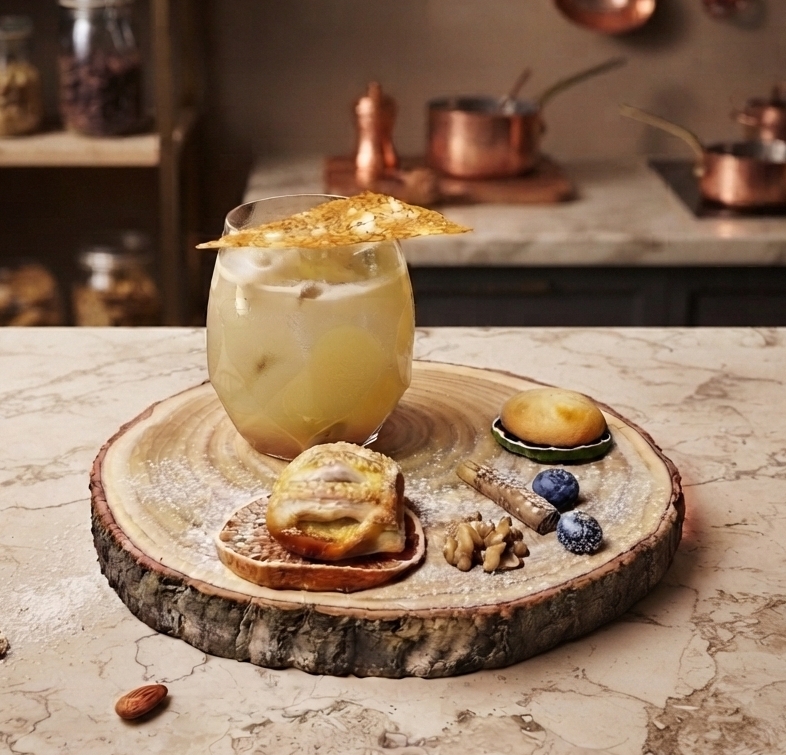 Cocktail d'autore Apple Pie_Radise - miscelazione d'avanguardia con ingredienti fatti in casa all'Art Café LimeOlé House a Verona